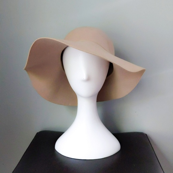 Vtg Camel Tan Wool Floppy Wide Brim Boho Hat